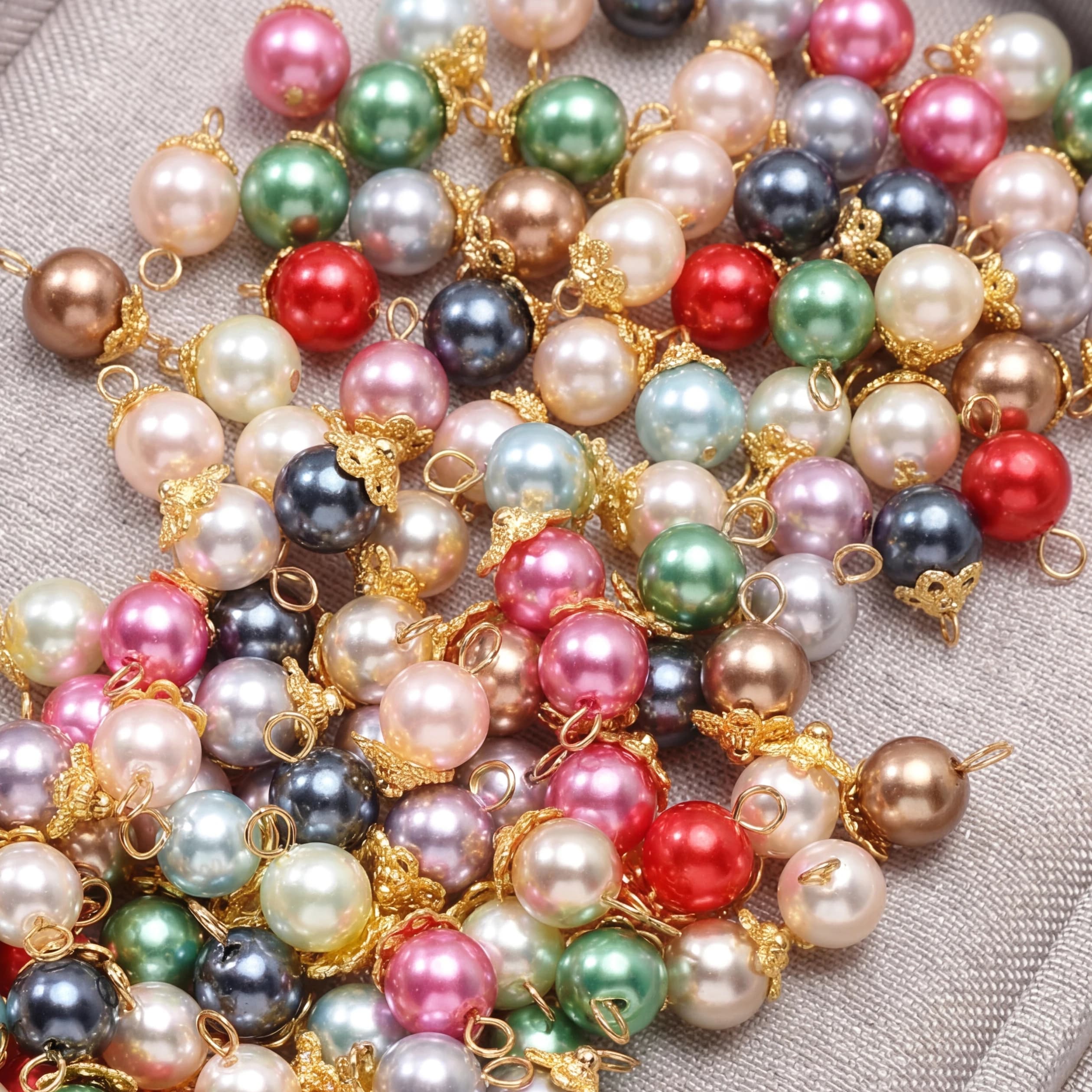 5Pcs/bag 6mm Glass Round Imitation Pearl Pendants Charms For DIY Bracelets Necklace Earrings Jewelry Handmade Making Findings