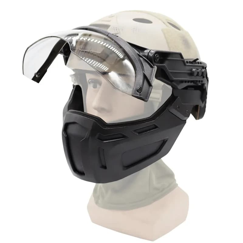 Adjustable Tactical FAST Helmet Flip Goggles With Half Face Mask Airsoft Paintball CS Game Protection Goggles Windproof Anti Fog