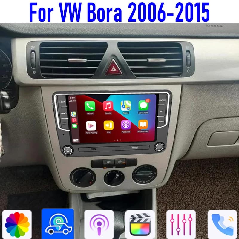 Autoradio 7 Pollici per VW Bora 2006-2015 con Apple CarPlay Wireless, Android 13, GPS, Sistema Intelligente 4-64GB WIFI