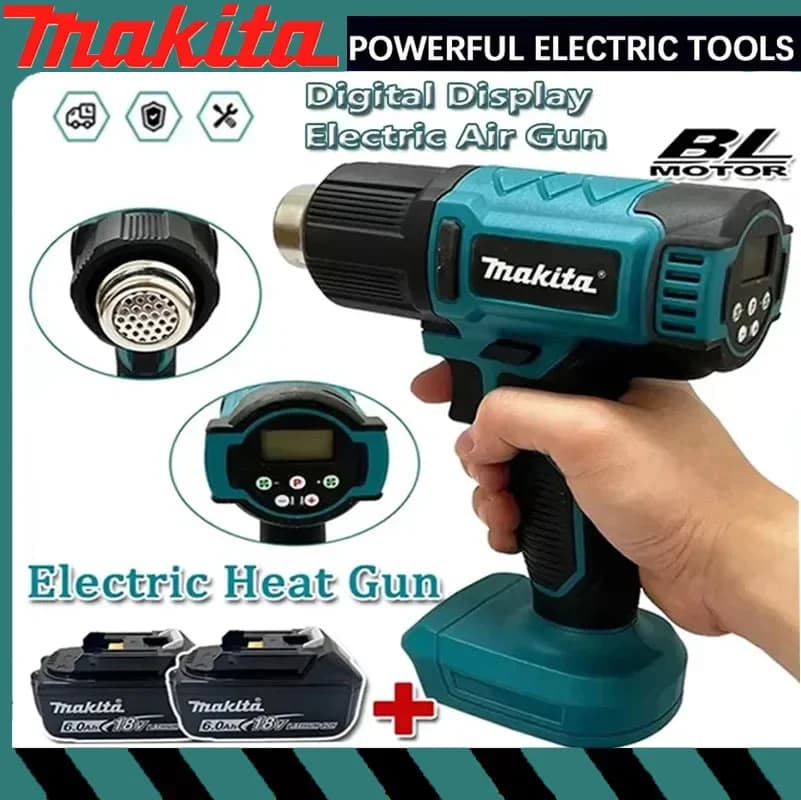 Pistola ad aria calda Makita 18V, strumento senza fili per la saldatura, asciugatore ad aria, temperatura massima 550°C ° Pellicola Termoretraibile Wireless Ricaricabile DHG181
