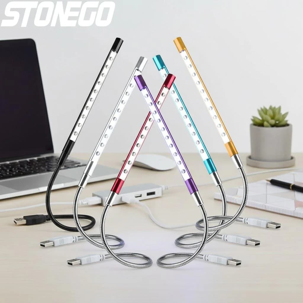 Lampada da lettura USB a LED flessibile mini con 10 LED per laptop, notebook, PC, computer, studio, scrivania, camera da letto, con clip.