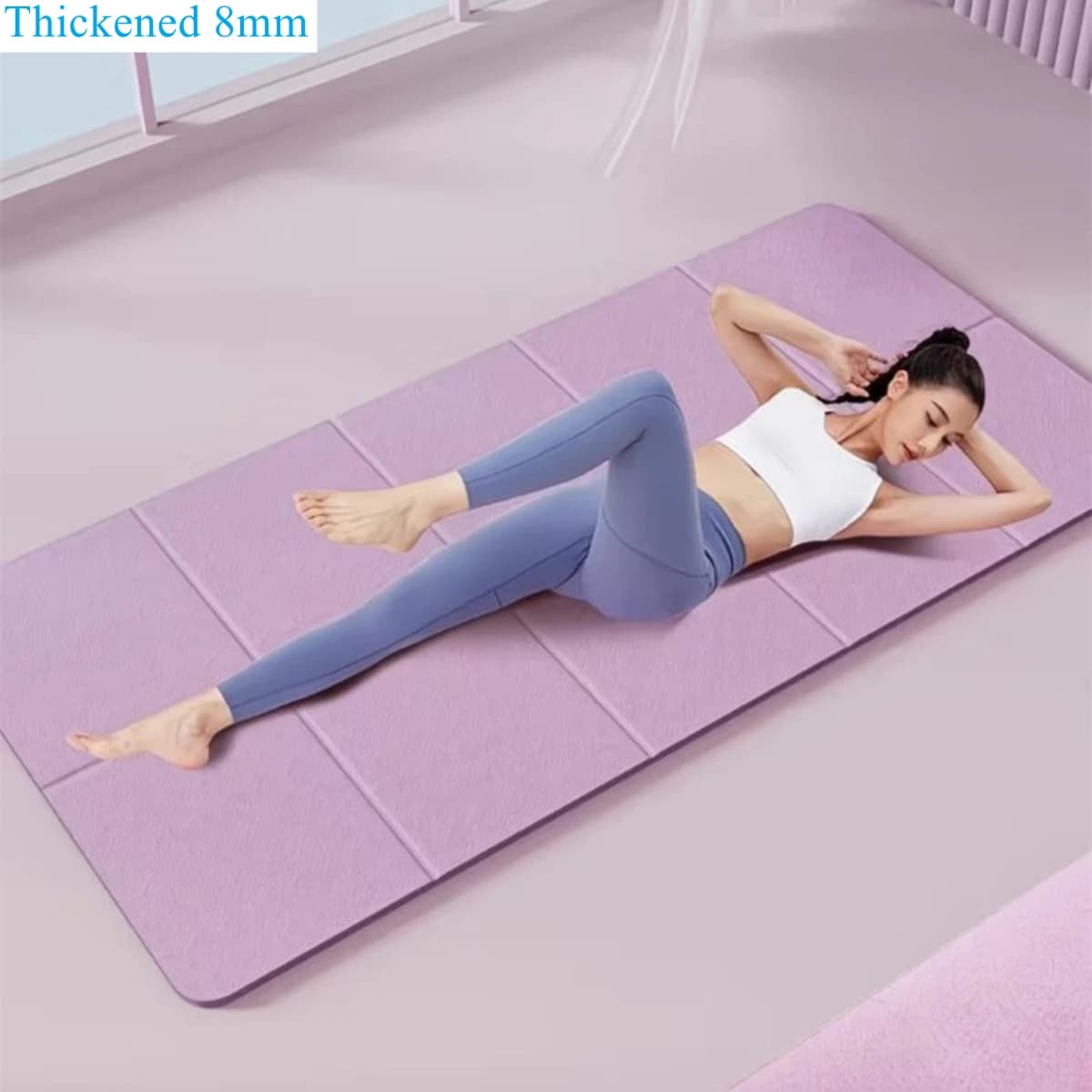 Foldable yoga mat in TPE thick 8 mm anti-slip thickening 183 * 61 cm easy to store for exercise mat at home yoga pilates travel