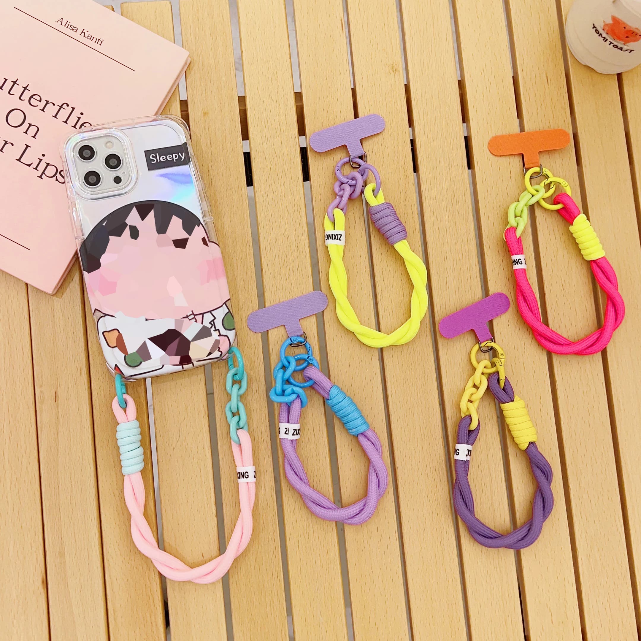 Accessories decorative pendants for mobile phone with creative woven universal cord, wrist strap, hand pull, short rope