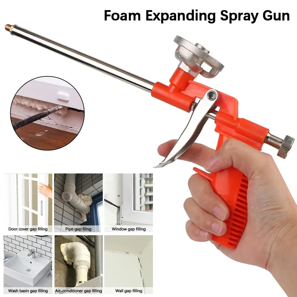 Pistola a spruzzo espandibile per schiuma Pistola a spruzzo per schiuma professionale Pistola per colla a getto schiumogeno Strumento per calafataggio sigillante spray con trigger in poliuretano metallico