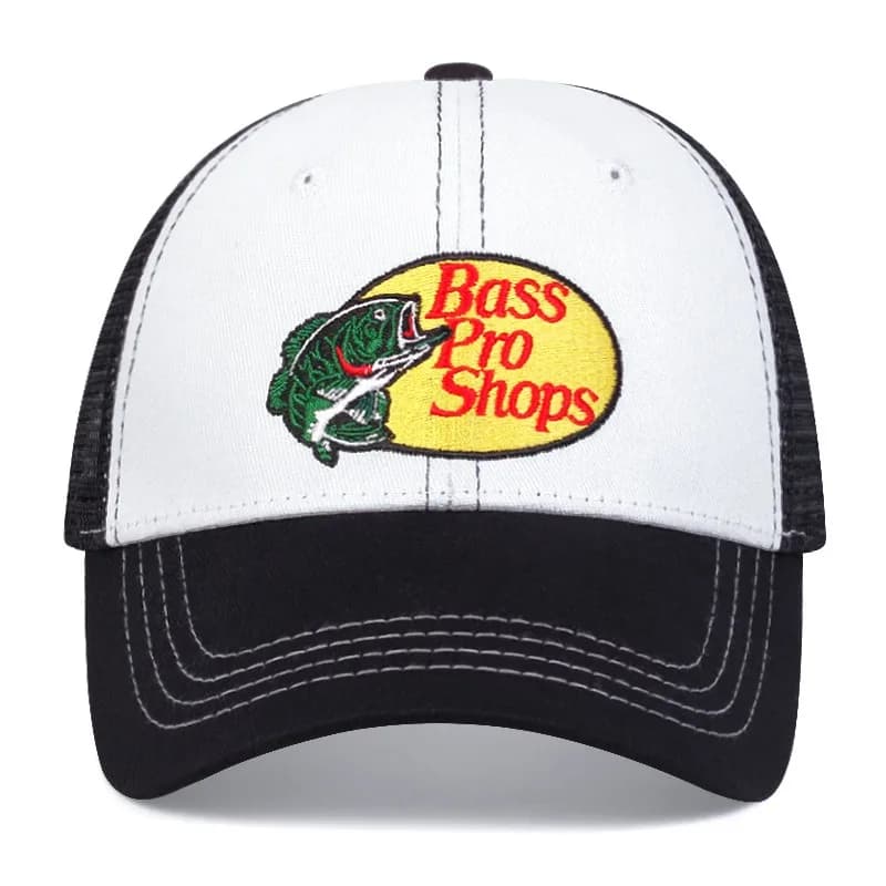 Cappellino da Baseball in Cotone con Ricamo Bass, Cappello Estivo in Rete Leggero e Traspirante, Protezione Solare, per Uso Casual all'Aperto, Pesca ed Escursionismo