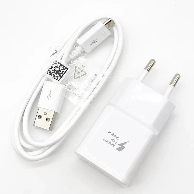 SAMSUNG 15W Caricatore a ricarica rapida per Galaxy S7 S6 Edge A7 J9 J7 J8 Plus A02 M10 e 1/1.5 M Cavo micro USB Adattatore di alimentazione da parete UE