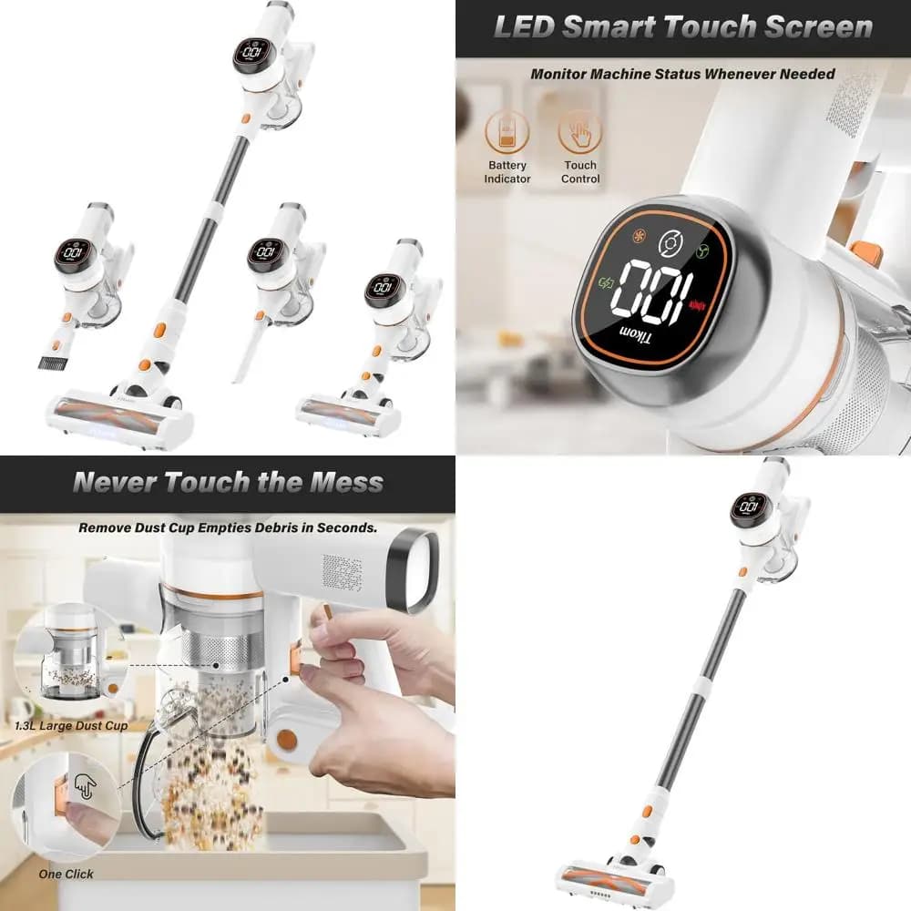 40000Pa 450W Wireless Vacuum Cleaner with LED Touch Screen, Wall Charging Base, Anti-Group, Ideal for Domestic Animals, Flooring and Carpets