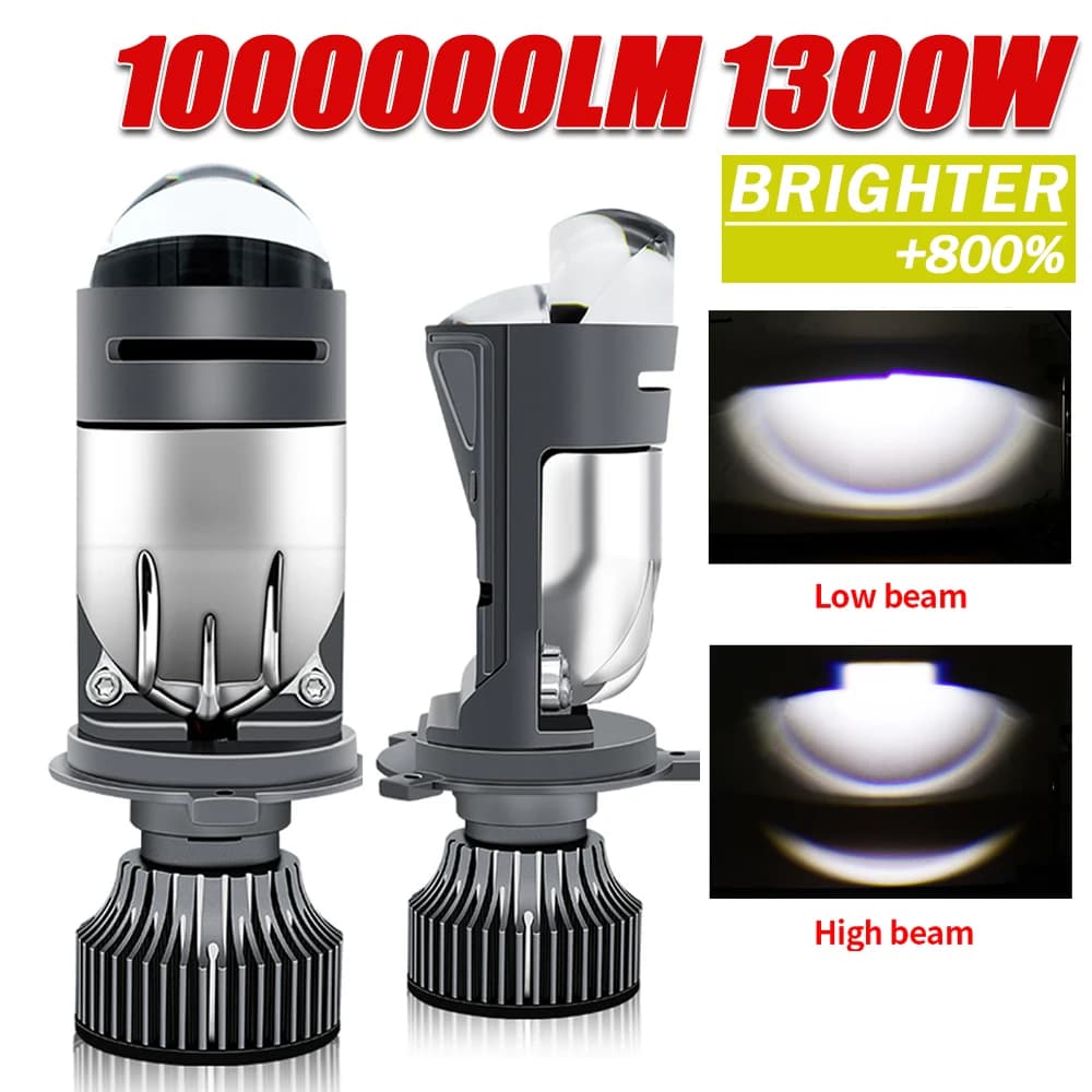 H4 Bi LED Lenti per proiettori Faro per auto/moto Canbus 1000000LM Turbo Auto Lampada 6000K Fascio alto e basso Mini doppia lente
