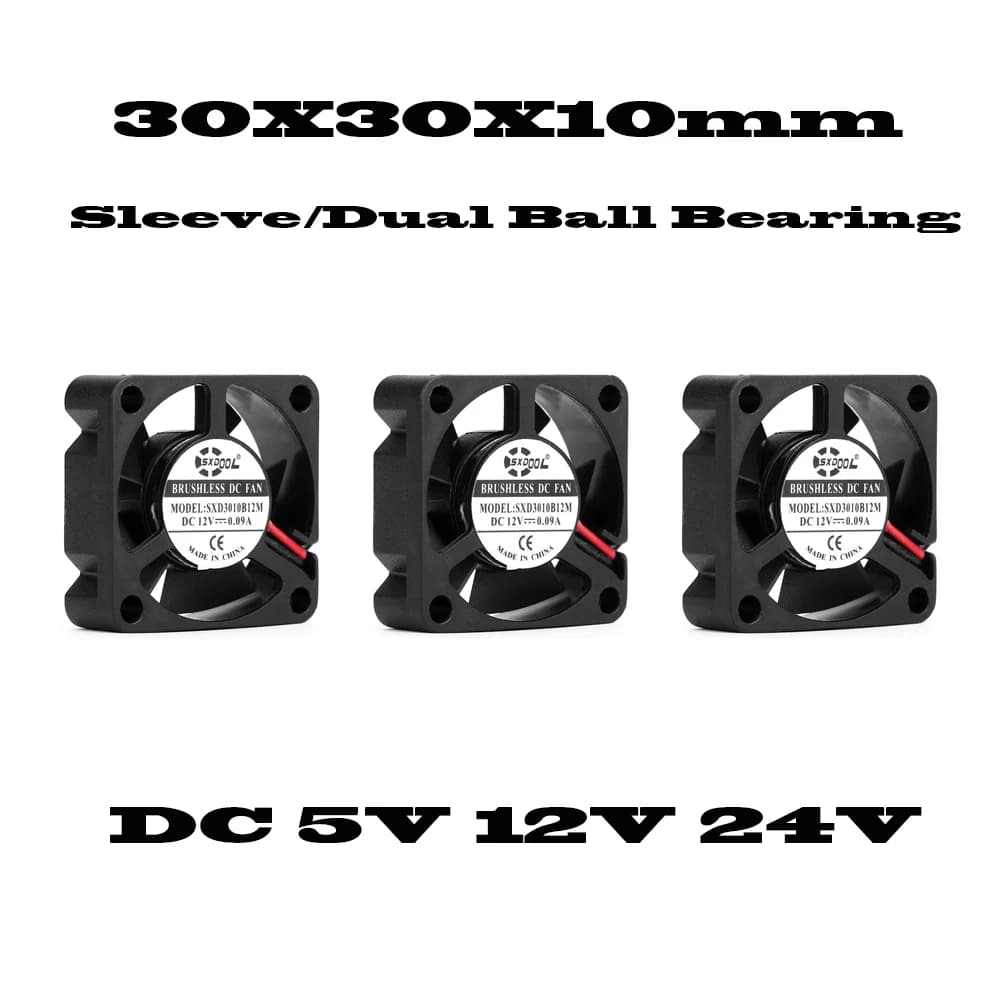 2 pcs NEW 3D printer Mini fan 3010 30MM 30*30*10MM DC 5V 12V 24V for graphics card cooling fan 2 wire 2 pin