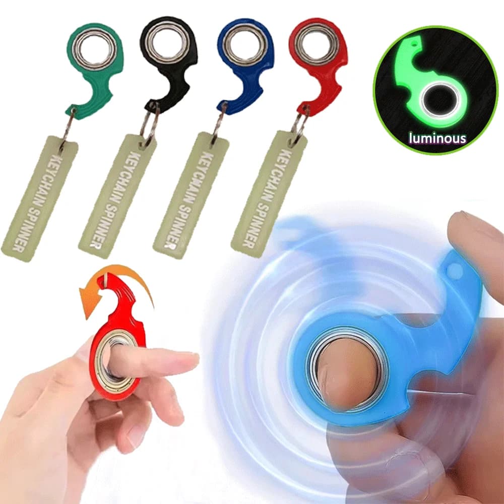 Portachiavi Fidget Spinner Girevole in Metallo, Giocattolo Antistress per Bambini, Anello Fidget per Alleviare Ansia e Noia, Regalo per Feste