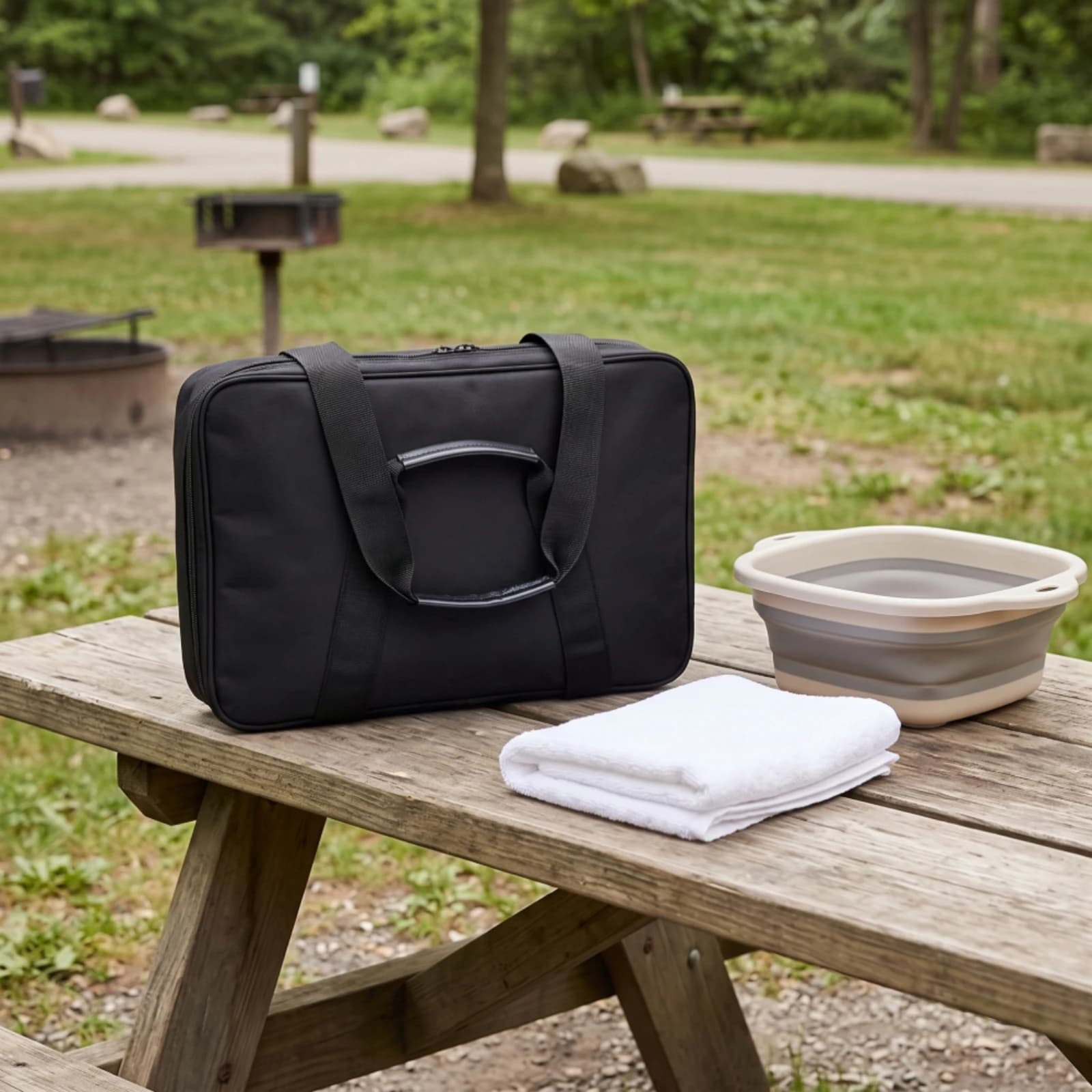 Camping Cookware Storage Bag Foldable Cooker Storage Bag Outdoor Gear Organizer Zippered for Campers, Picnics