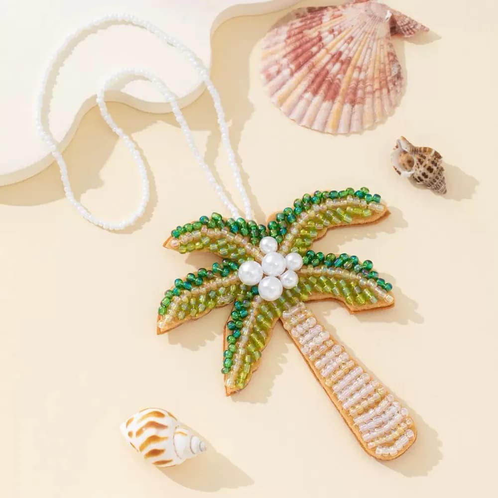 Portachiavi 3D con strass e perline a forma di palme e vita marina, cordino da appendere, ciondolo in cristallo per borsa, gioielli fai da te, adesivi per abbigliamento