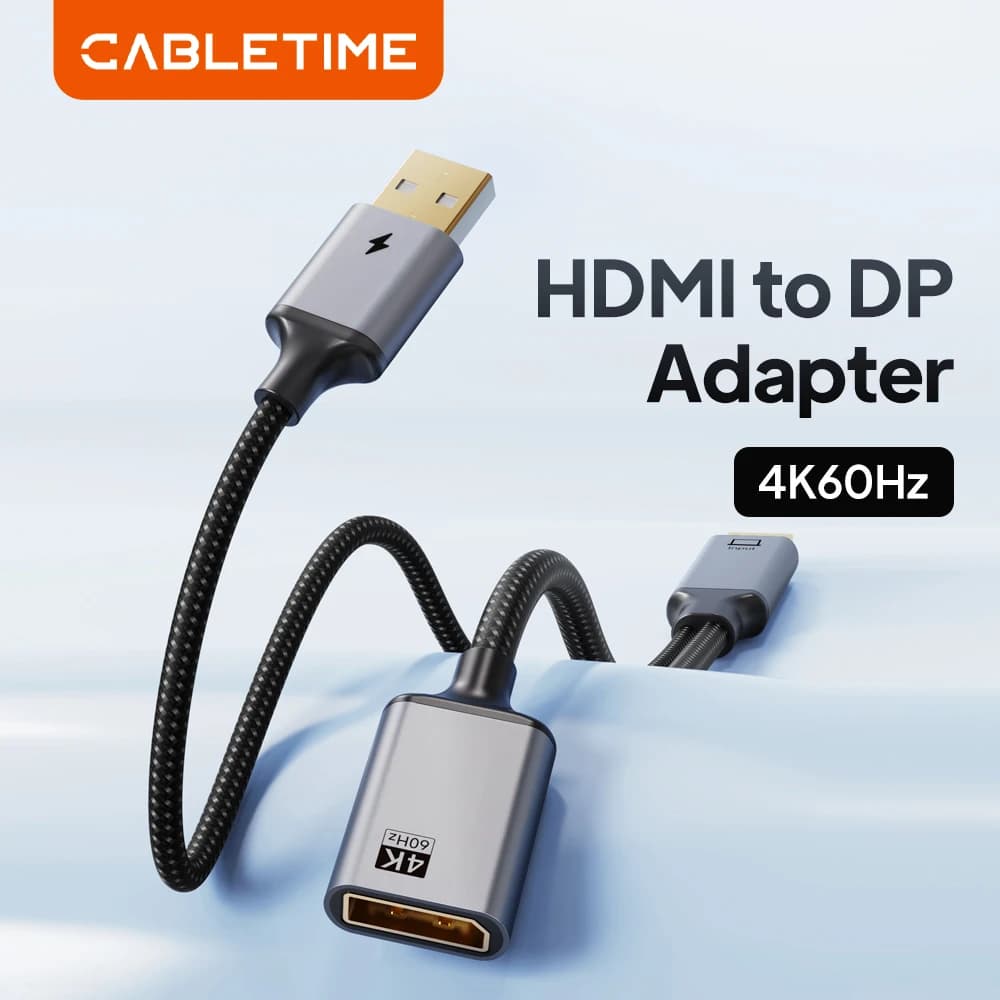 CABLETIME adattatore cavo HDMI a DP convertitore DisplayPort 4K 60Hz Audio Video per XBox TV Monitor interruttore proiettore PS4/5 Laptop