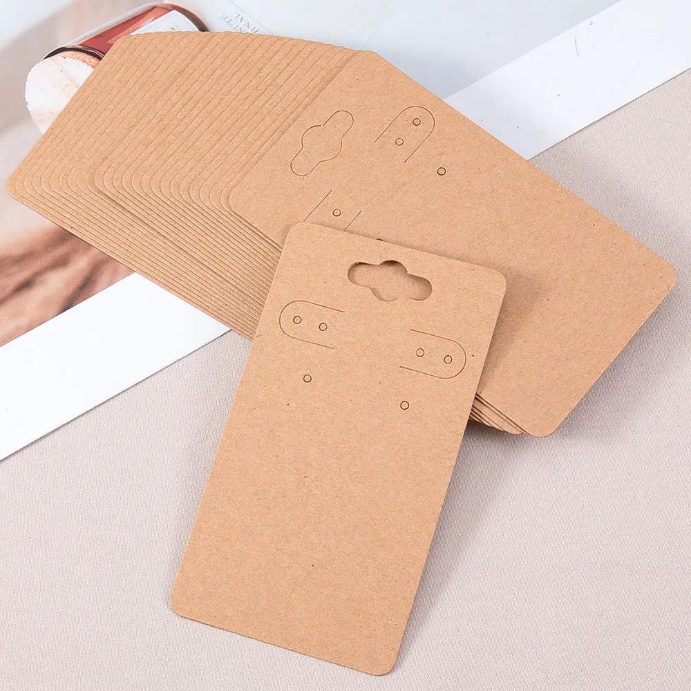 100/50 pz 5x9 cm Orecchini Espositori Carte di Carta Kraft per Gioielli FAI DA TE Orecchini Borchie Appeso Titolare Etichette di Imballaggio Al Dettaglio