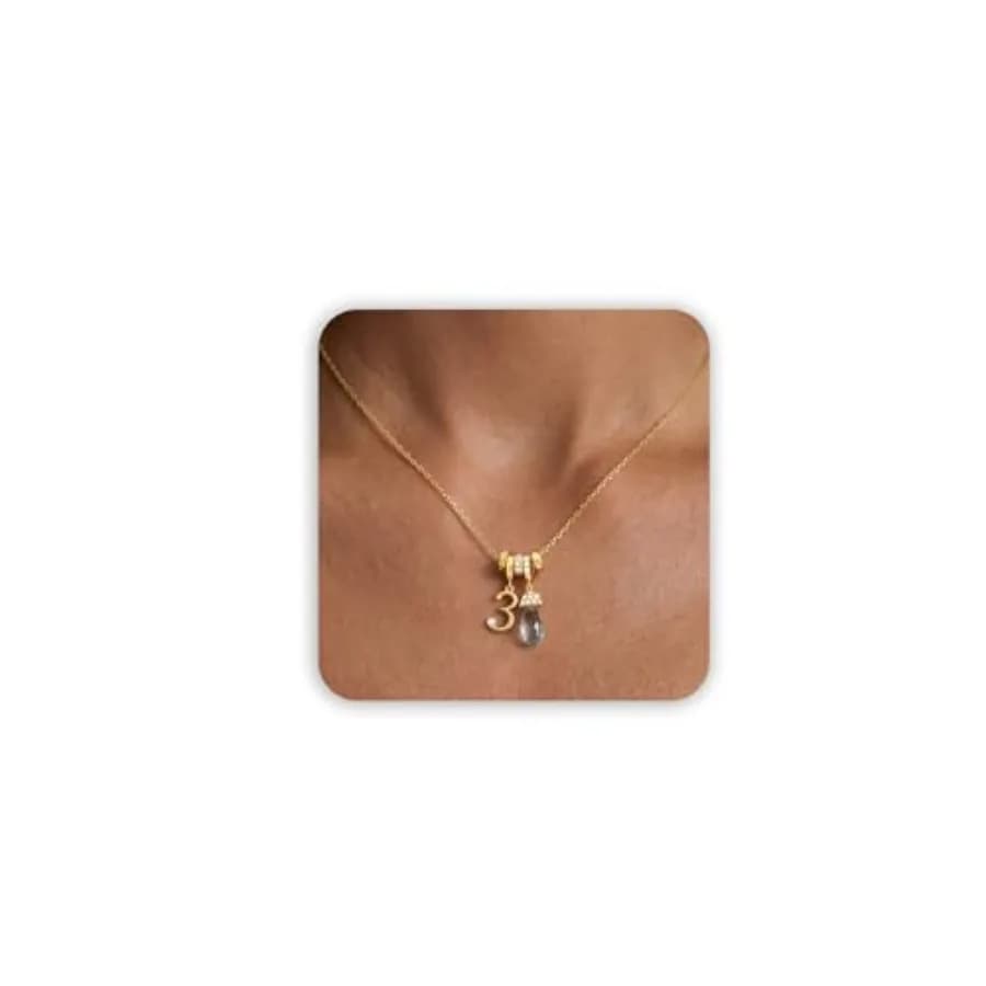 Freekiss Personalized Number Necklace with Birthstone, K Gold Plated Lucky Pendant for Women Men, Dainty Gold Jewelry, Meaningf