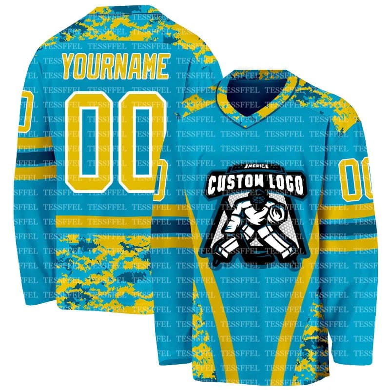 Custom Hockey Knit with Team Name and Logo, Vintage Style with Flamed Flames, Colored Graffites, Unisex Casual Harajuku AX7 Print