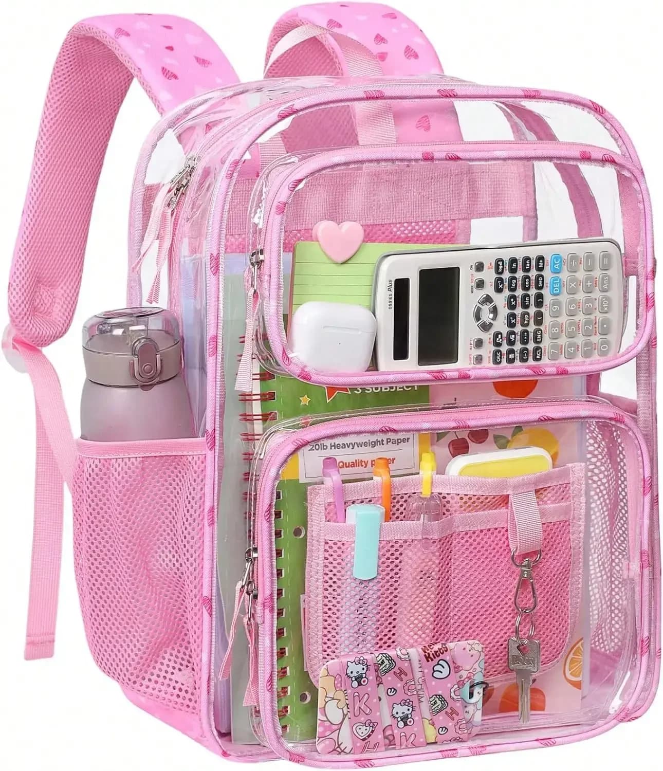 17 Inch Reinforced Clear PVC Backpack, Heavy Duty Transparent See Through Bookbag For School & Daily Use