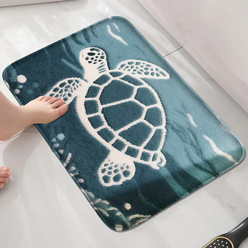 Turtle bathroom anti slip floor mat, household absorbent foot mat, decorative mat, bathroom small carpet, soft and comfortable
