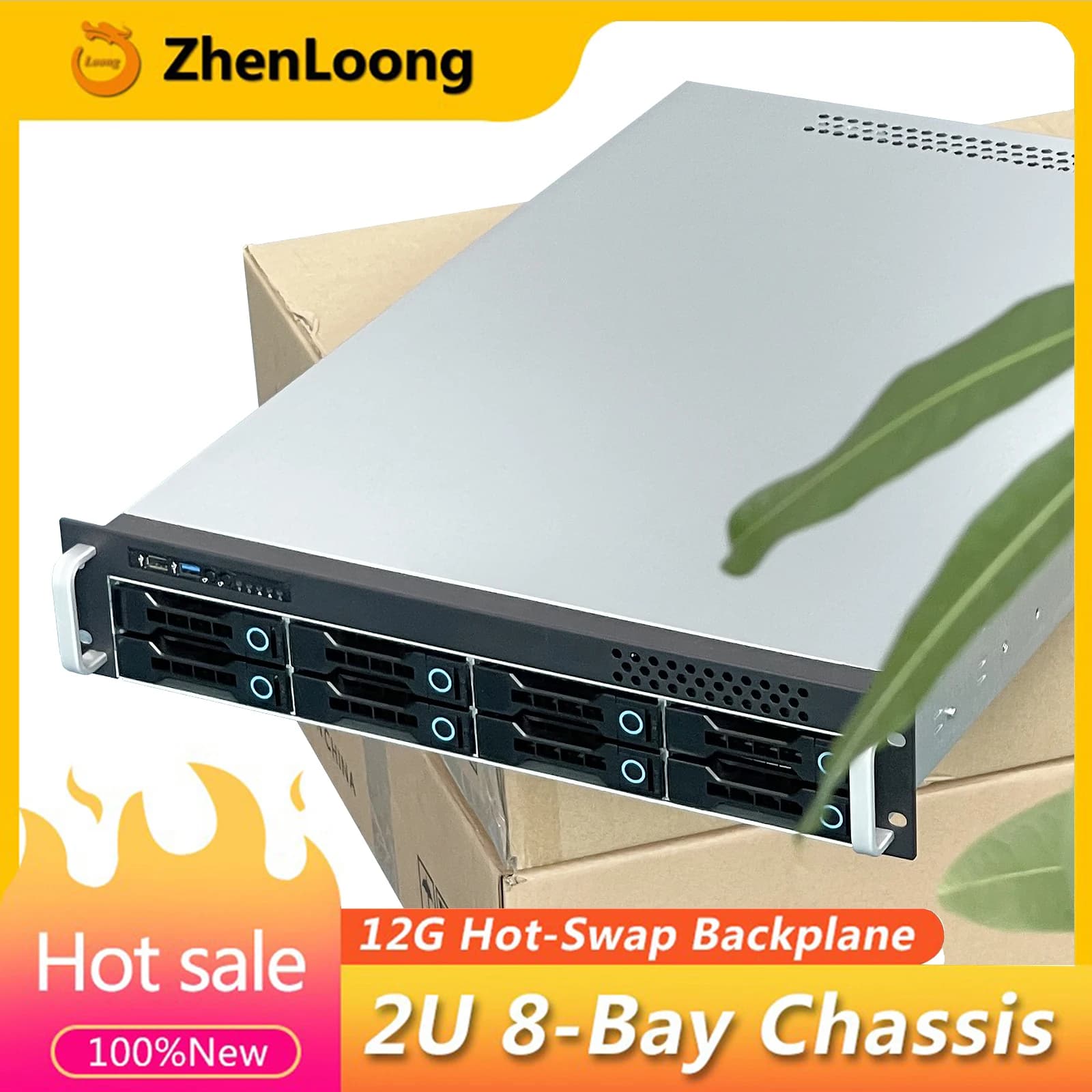 ZhenLoong LT8 2U 8 Bay Server Chassis Disco Rigido Hot Swap Rack di Stoccaggio Custodia NAS Con Mini SAS SATA 12Gb Backbplane SFF8643