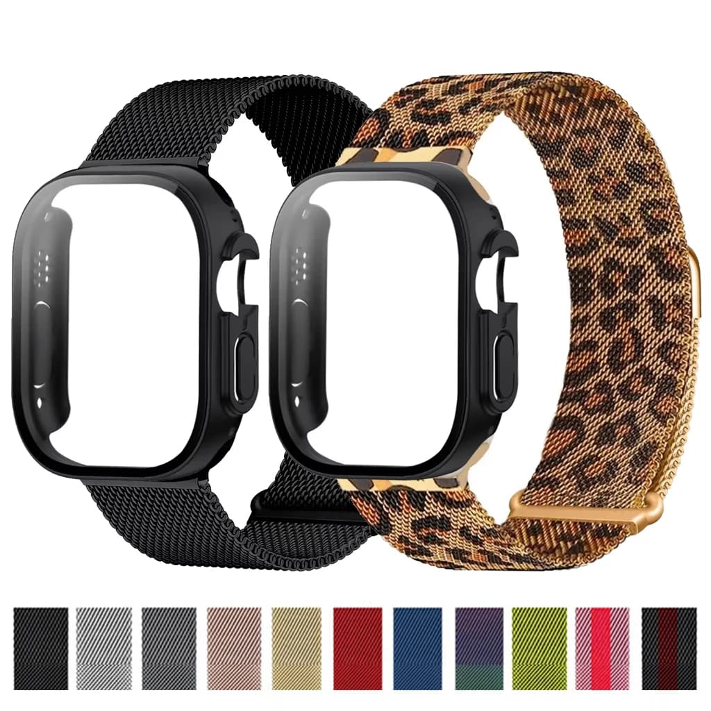 Watch case + strap for apple watch ultra 2 49mm band 44mm 45mm 40mm 41mm ring strap milanese correas iwatch series 9 8 7 6 SE 5