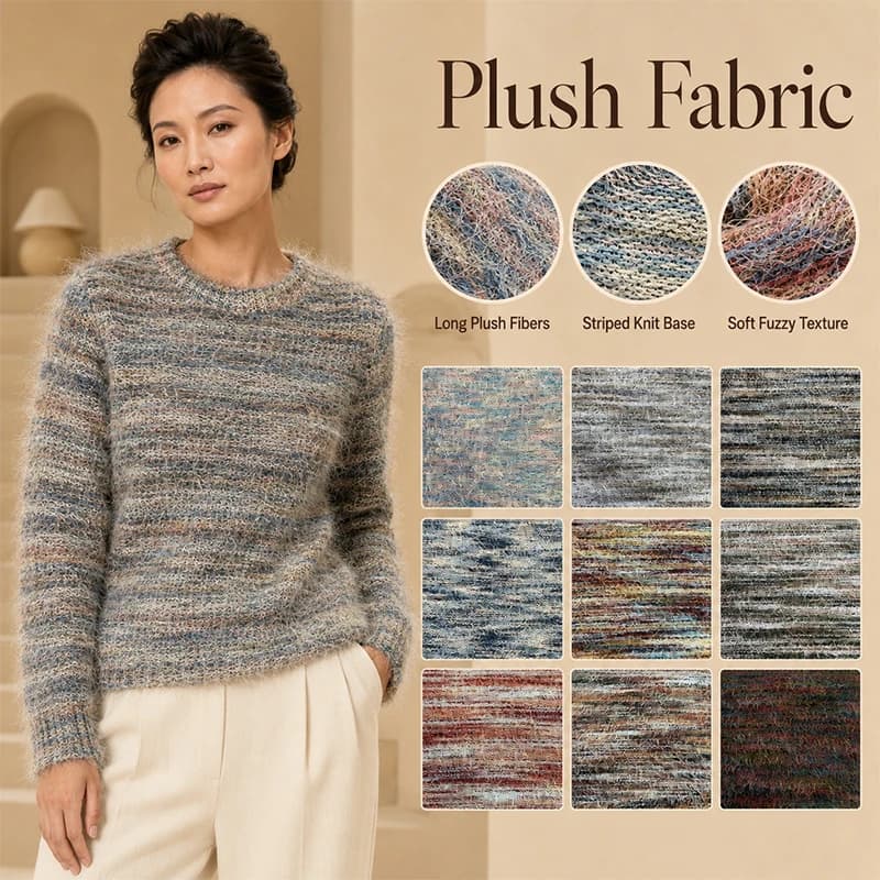 Autumn Winter Terry Loop Knitted Fabric Abrasion-Resistant Plush Cardigan Knitted Wool DIY Sweater Scarf Gloves Knitted Skirt