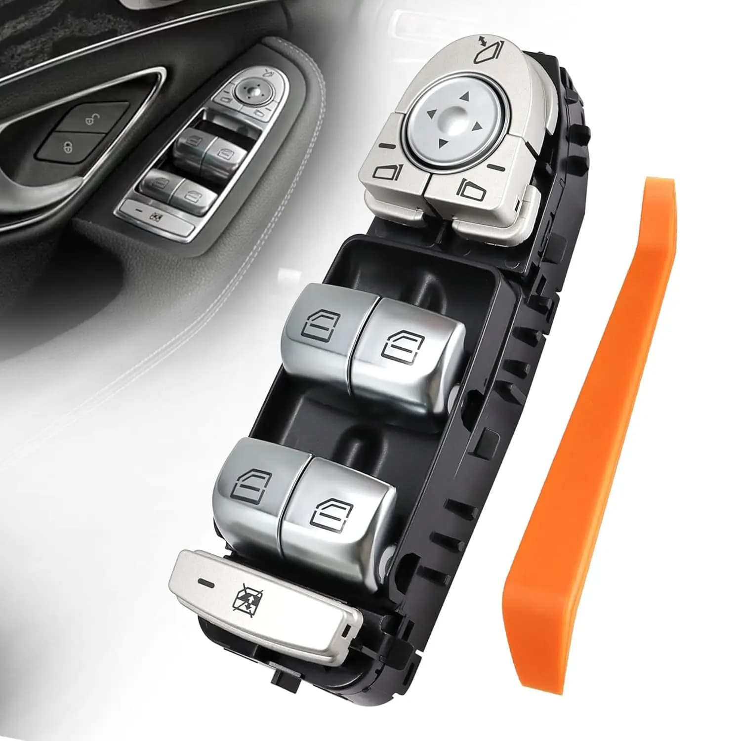 Interruttore Alzacristallo Elettrico per Mercedes Benz W205 W253 W213 W222 Classe C E C200 GLC Berlina 4 Porte A2229056800 A2059056811 Accessori Auto