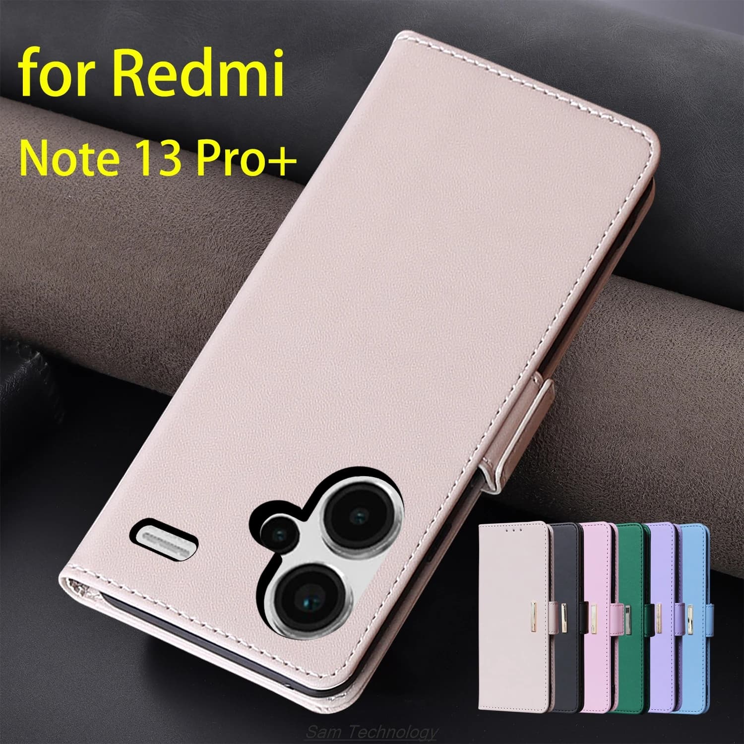 Custodia in pelle con fibbia magnetica per Xiaomi Redmi Note 13 Pro + plus Portafoglio RFID BLOCCO Flip Cover femminile Semplice Capa Fundas Coque