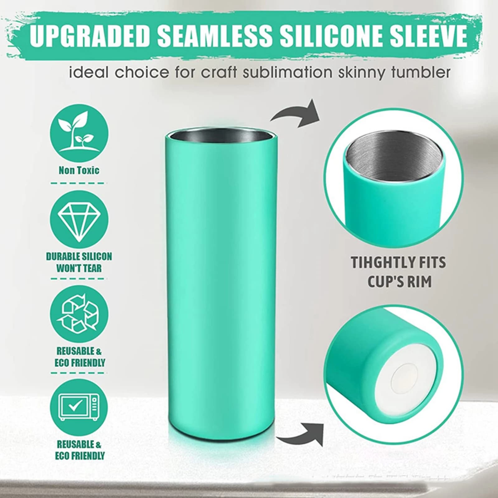 Involucro in silicone non cucito Tazze vuote dritte e aderenti Forniture in silicone per bottiglia d'acqua Tazza Artigianato fai-da-te Tumbler Pressa di calore
