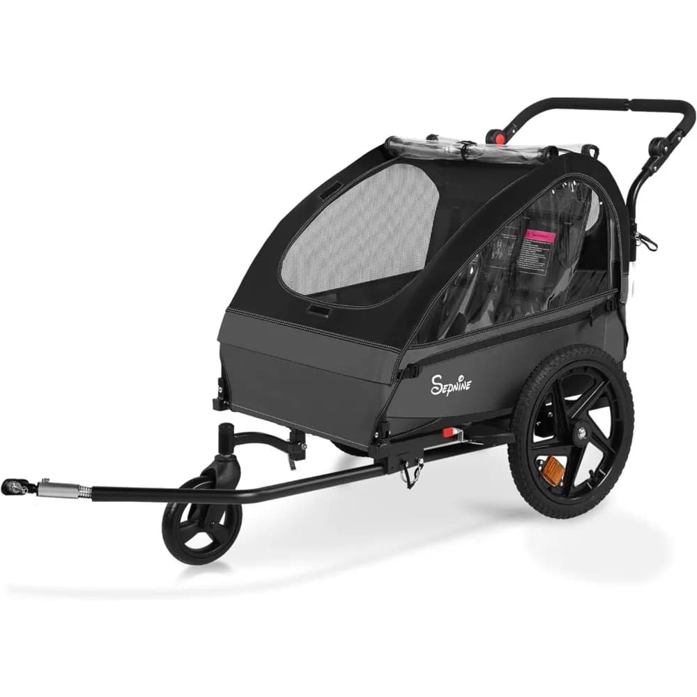 Rimorchio per bici per bambini, baldacchino 2 in1 converte in passeggino adatto per bambini da 1 a 2 anni, oltre 12 mesi, attacco rapido per la bici