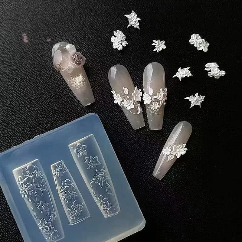 Stampo in Silicone per Unghie con Motivi Natalizi, Stile Barocco Francese, Alta Trasparenza, Modello 3D in Rilievo per Decorazioni Fai-da-Te