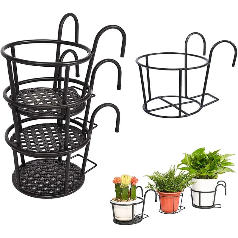 1 Piece Garden Vase for Exterior, Window Bonsai Holder, Wrought Iron Round Decoration, Suspended Basket, Flower Jar, Suspended Plant Door for Balcony