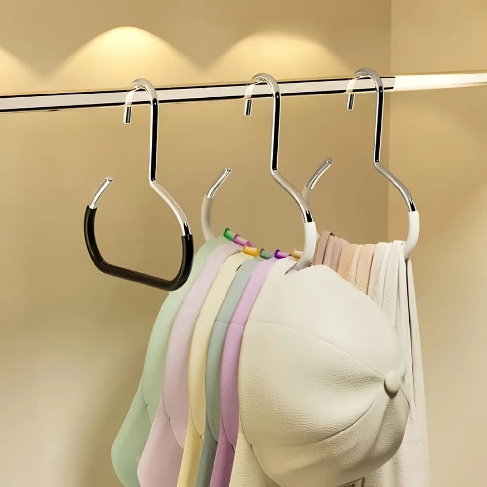 Multi-Purpose Metal Hat Scarf Hanger Hook, Non-Slip Belt Bra Organizer, Space-Saving Closet Hook for Underwear Bags Accessories