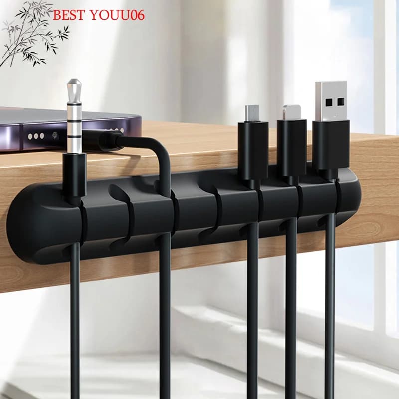 Organizzatore di cavi, supporto per fili, avvolgicavo USB flessibile, clip in silicone per la protezione di mouse, tastiera e auricolari.