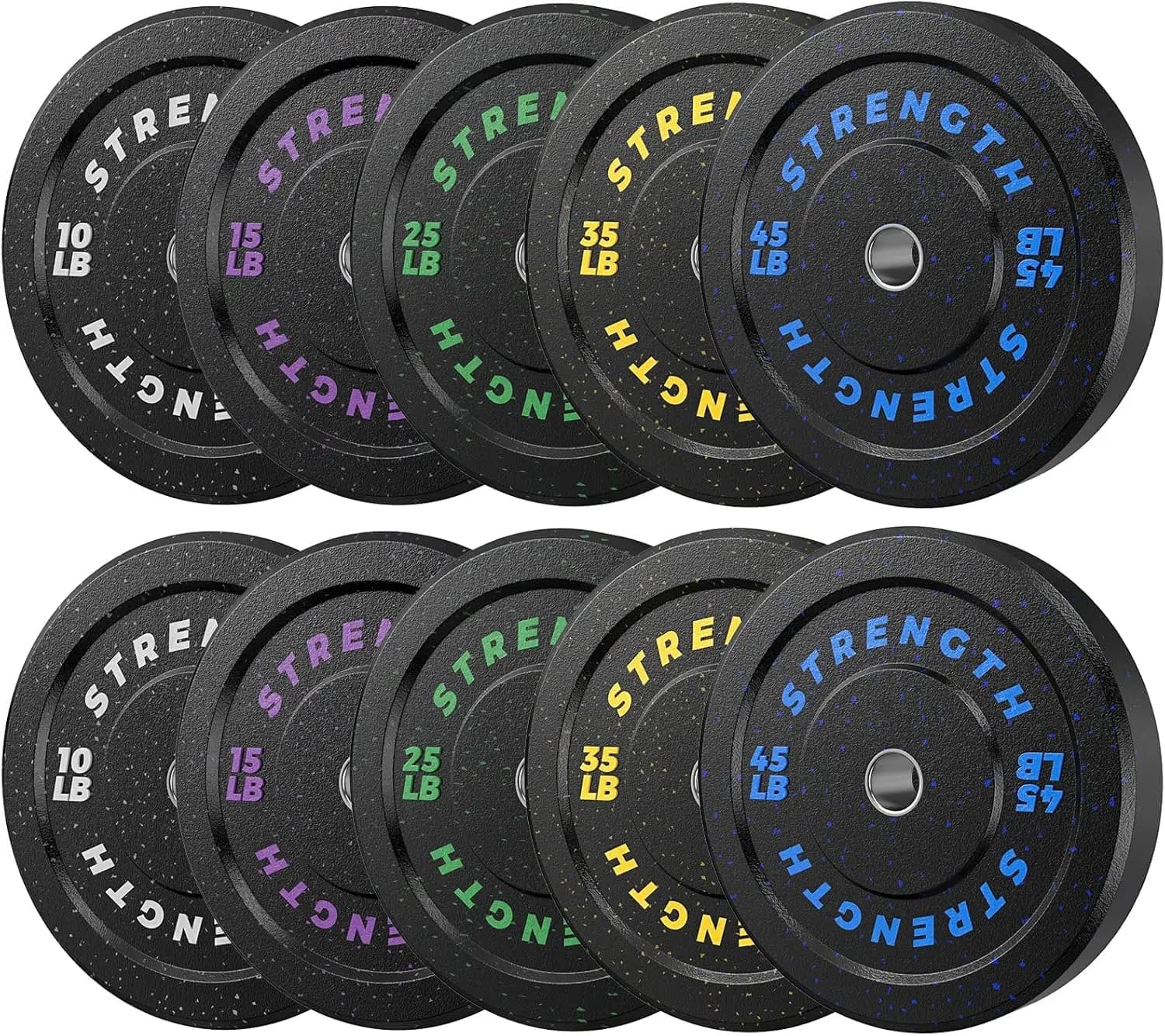 Piastre paraurti Pro-Grade 2 "Set 260LB, piastre per pesi in gomma colorate ad alto rimbalzo, protettive e antirumore