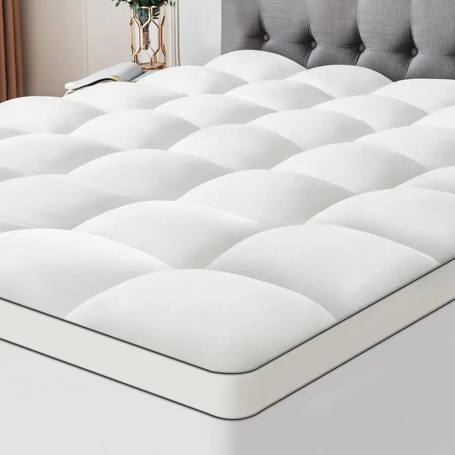Topper Queen Size Mattress in Soft Coral Apple, Coprimaterasso Thick and Sweat Without Compression with Deep Pocket, Warm for Winter