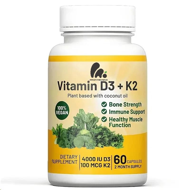 Vitamin D3+k2 4000iu (coconut oil, vegetarian vitamin D supplement with 100% vegetable base 60 capsules