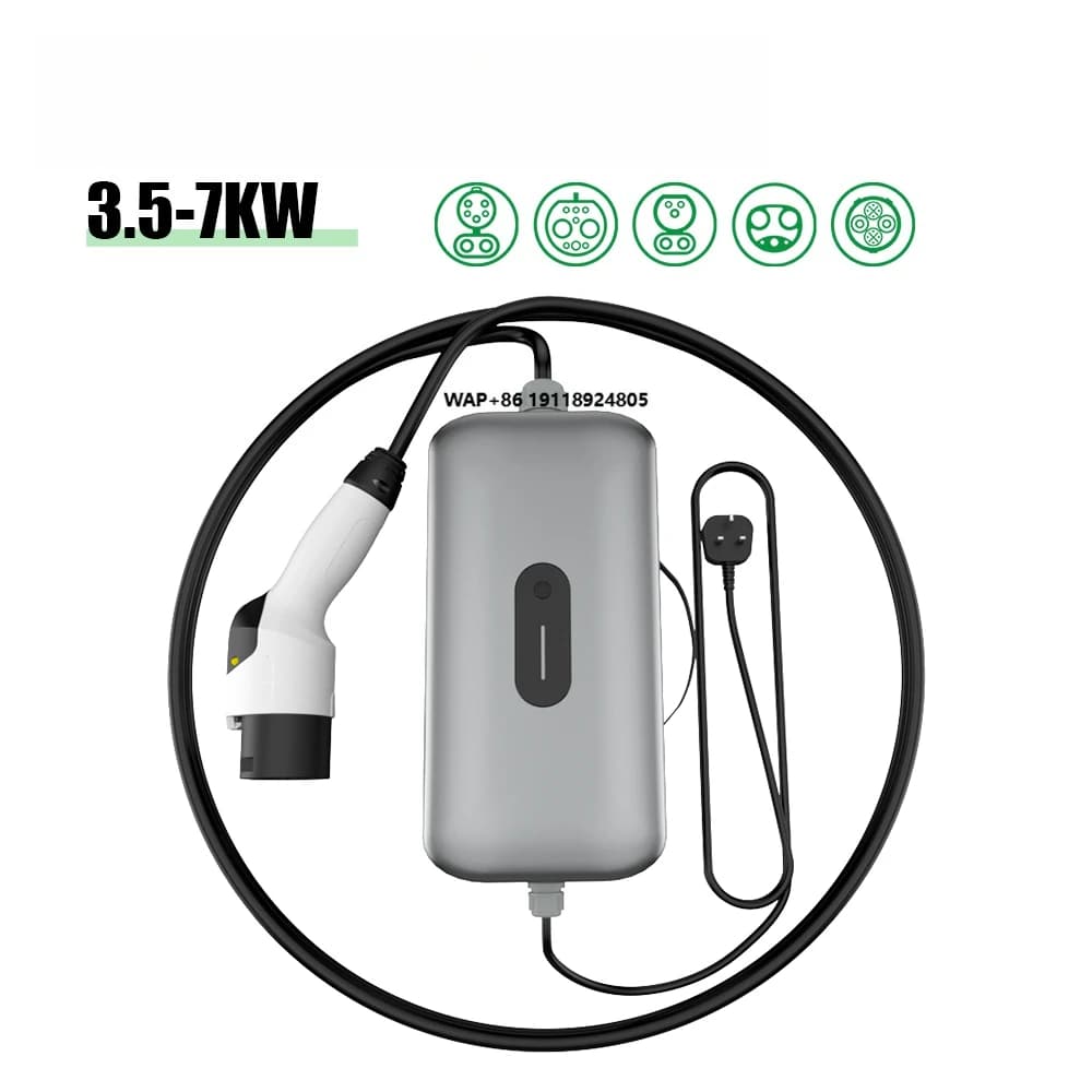 Electway New 3.5kW 7kW DC Portable Electric Car Charger 220V Input Voltage EV Charging Station CE Certified 5m Cable
