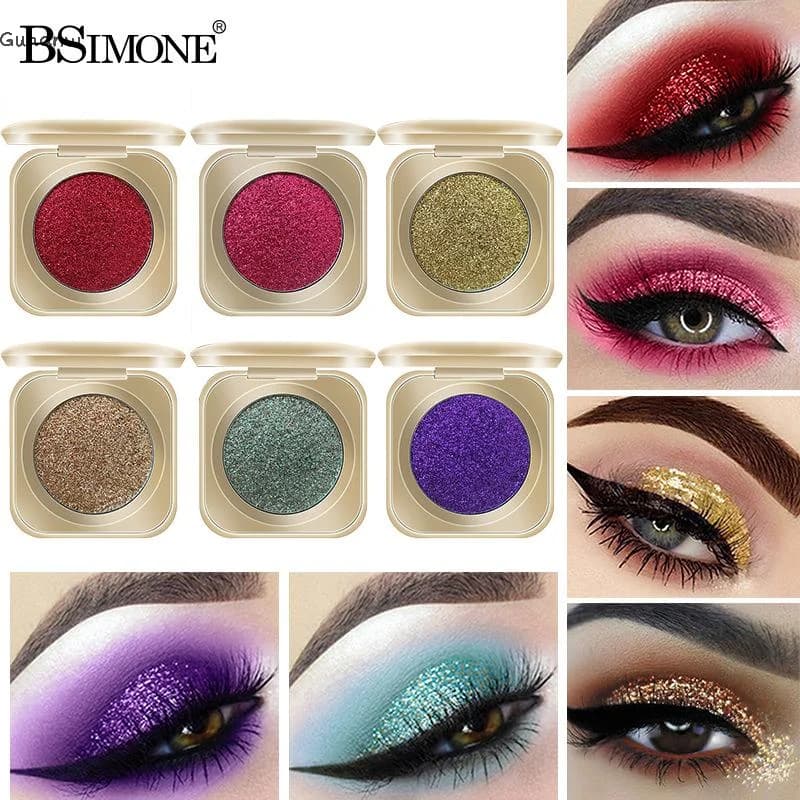iWHBiBSIMONE Palette Glitterated Monochromatic Shadows, Illuminant Perlate in Powder, Cosmetics for Brilliant Eyes and Luminous