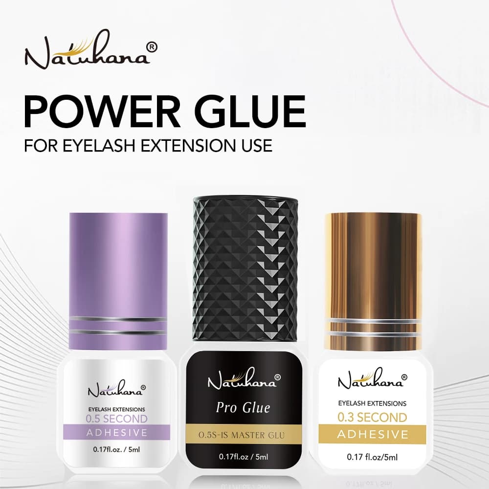 NATUHANA Colla Professionale per Extension Ciglia 5ml, Asciugatura Rapida, Tenuta Forte, Basso Odore, Lunga Durata, Adesivo per Ciglia Finte