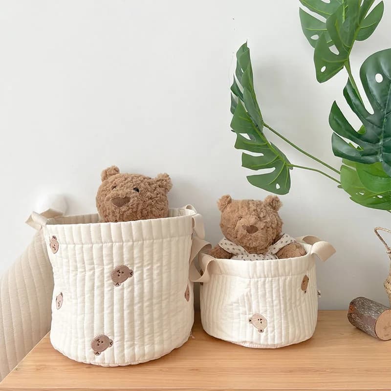 Pannolini per bambini ricamati in cotone beige, vestiti, giocattoli, borsa per organizzare, borsa per culla, cestino portaoggetti multiuso, 1 pezzo