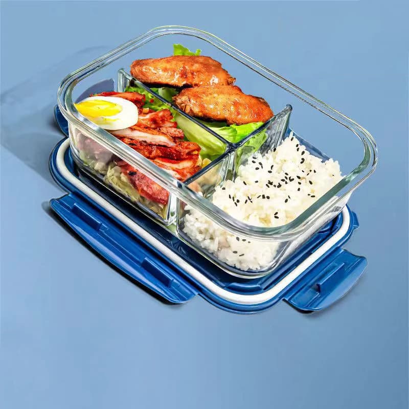 Nuovo stile Lunch Box Vetro 1050ml Microonde Bento Box Scatola per la conservazione degli alimenti Scomparto per contenitori per alimenti scolastici