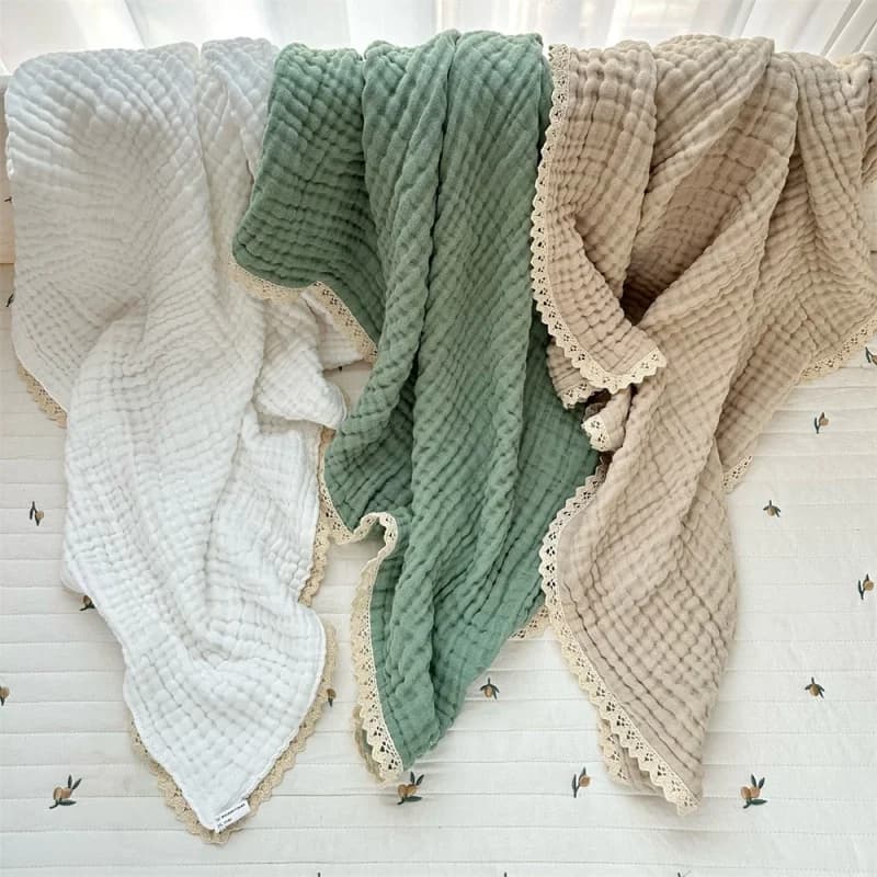 105*105 cm bambino sei strati di garza filo di cotone pizzo letto coperta fasciatoio asciugamano passeggino copertura coperta