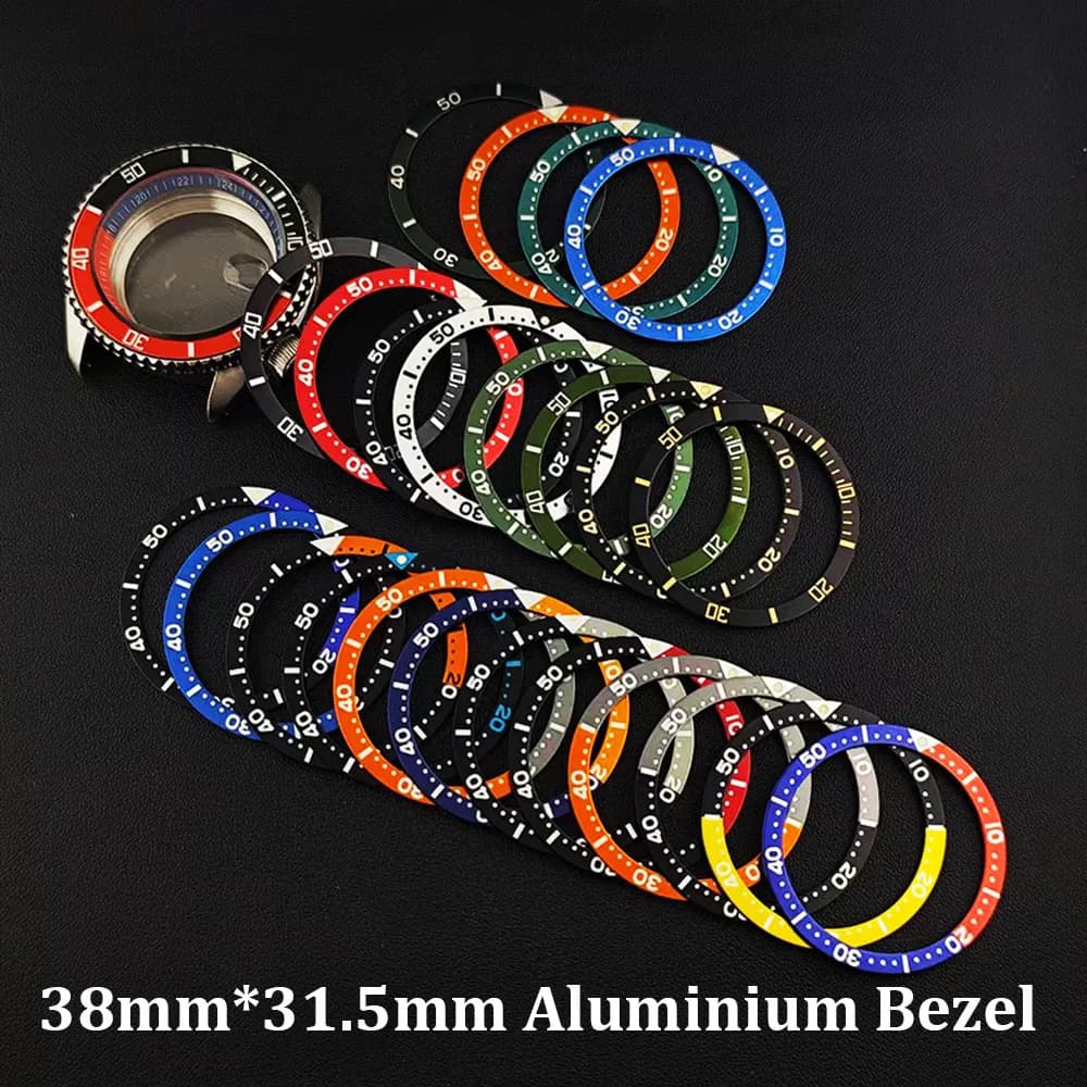 38mm * 31.5mm Aluminium flat watch fashion bezel insert suitable for SKX007 SKX009 SRPD watch case NH36 NH35 movement men's watch part