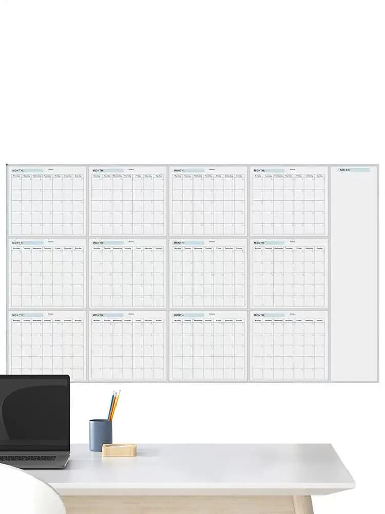 Grande calendario da parete cancellabile a secco: agenda per lavagna senza data per l'anno, agenda mensile, per la parete dell'aula dell'home office