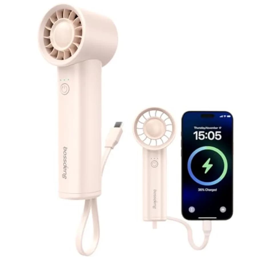 Portable Handheld Fan with Power Bank High-Speed,3 IN 1 USB-C Rechargeable Mini Personal Fan with Flashlight, Small Size for Ou