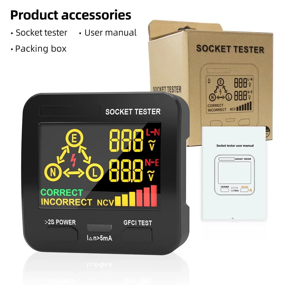 ANENG AC11 Socket Detector US/EU/UK Plug Ground Zero Line Plug Polarity Phase Detector Socket Tester Smart Digital Tester