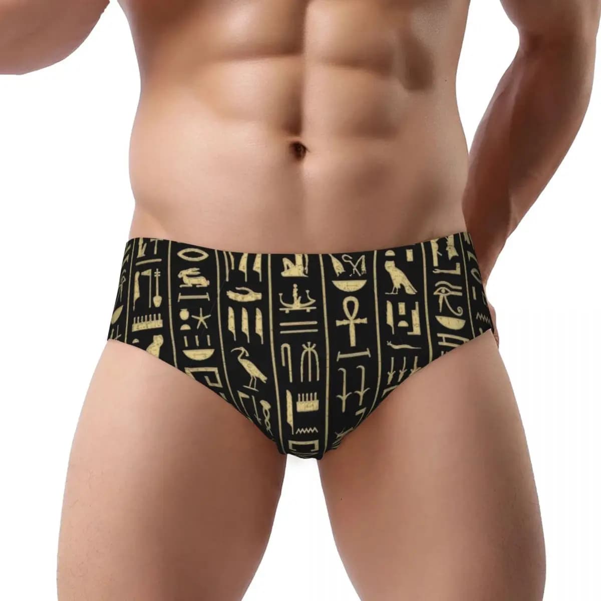 Mutandine brevi con geroglifici in oro nero personalizzato da donna, biancheria intima traspirante, elasticizzata, cultura dell'antico Egitto