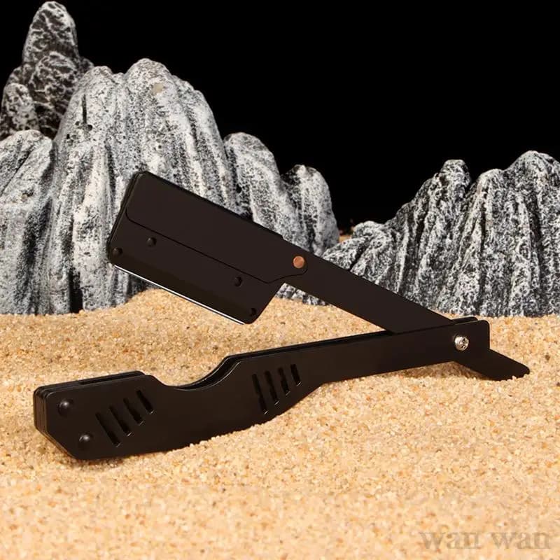 Nuovo stile retrò rasoio in acciaio inox bordo dritto rasoio metallo manico in alluminio barba da uomo Trimmer barbiere strumenti di rasatura