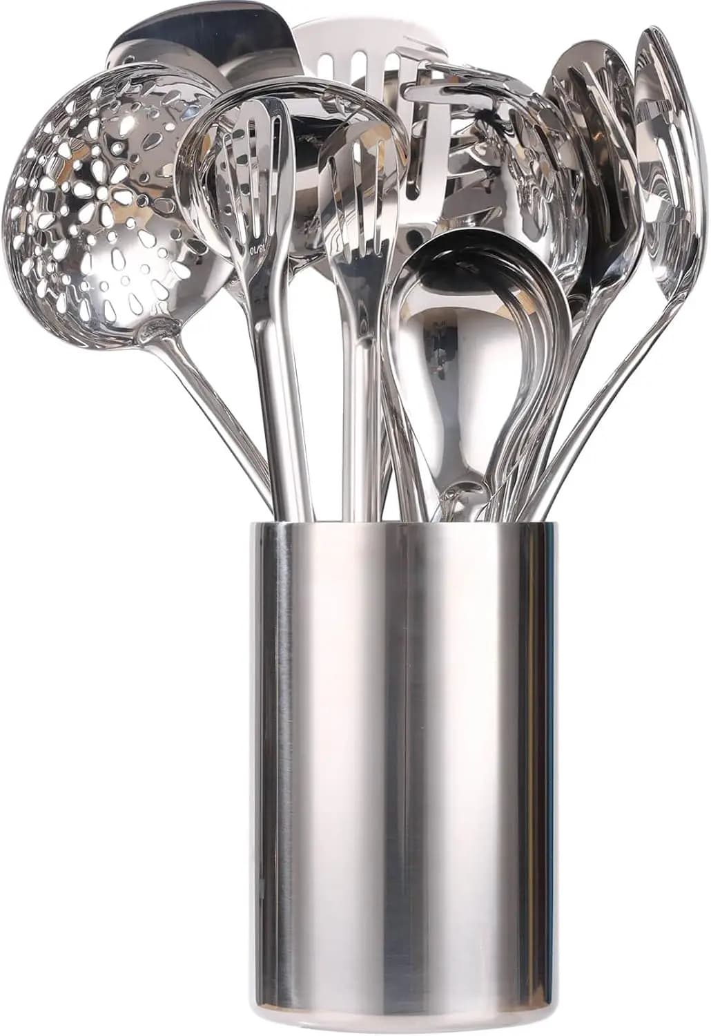 Stainless Steel Kitchen Tools Set 18/10 with Support - 12 Worktop Storage Parts