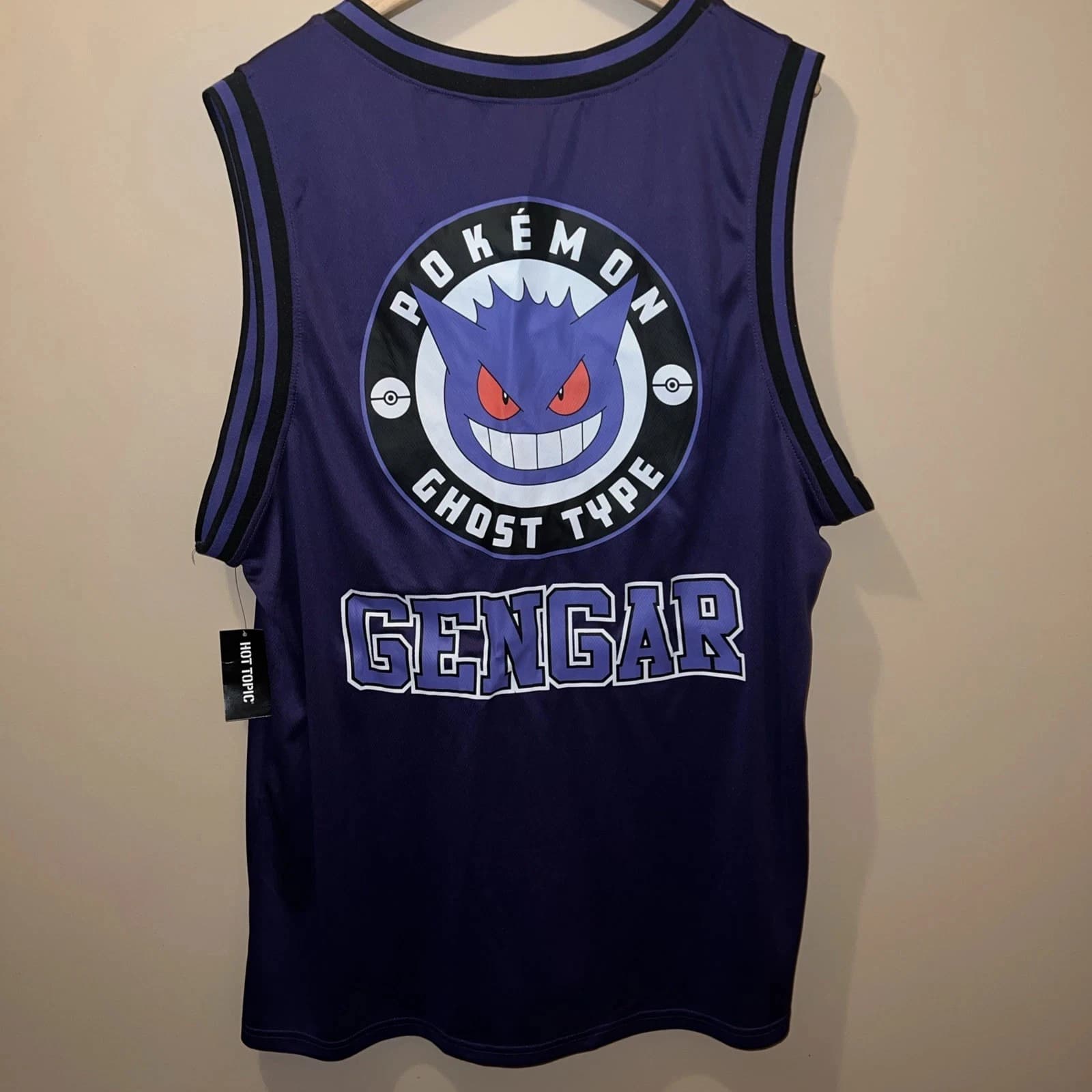 Maglia da basket Pokemon Gengar Ghost Type da uomo, top casual senza maniche per gli appassionati di anime e gli amanti dello streetwear, ideale per l'uso quotidiano